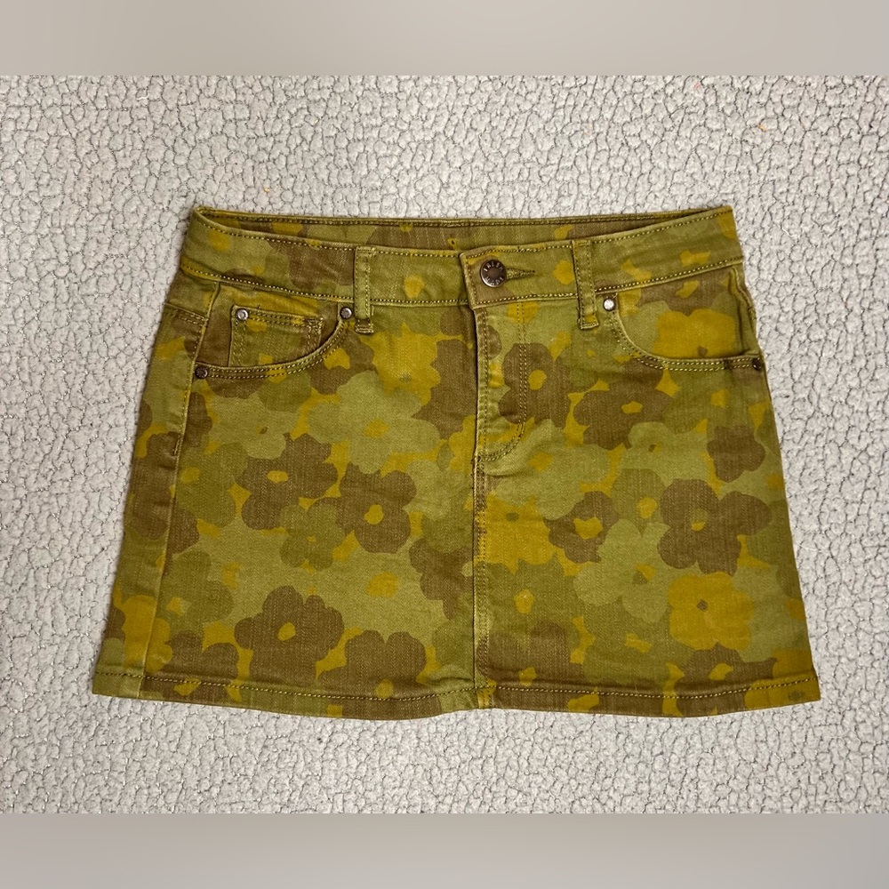 Joe Fresh Jean Floral Print Skirt‎ Green Kids Size 12 Toddler Size